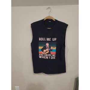 Willie Nelson "Roll Me Up and Smoke Me When I Die". SLEEVLESS tee shirt Adult M